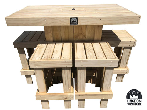 Rectangular bar leaner - wooden patio furniture - outdoor furniture