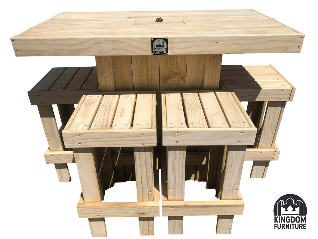 Rectangular bar leaner - wooden patio furniture - outdoor furniture