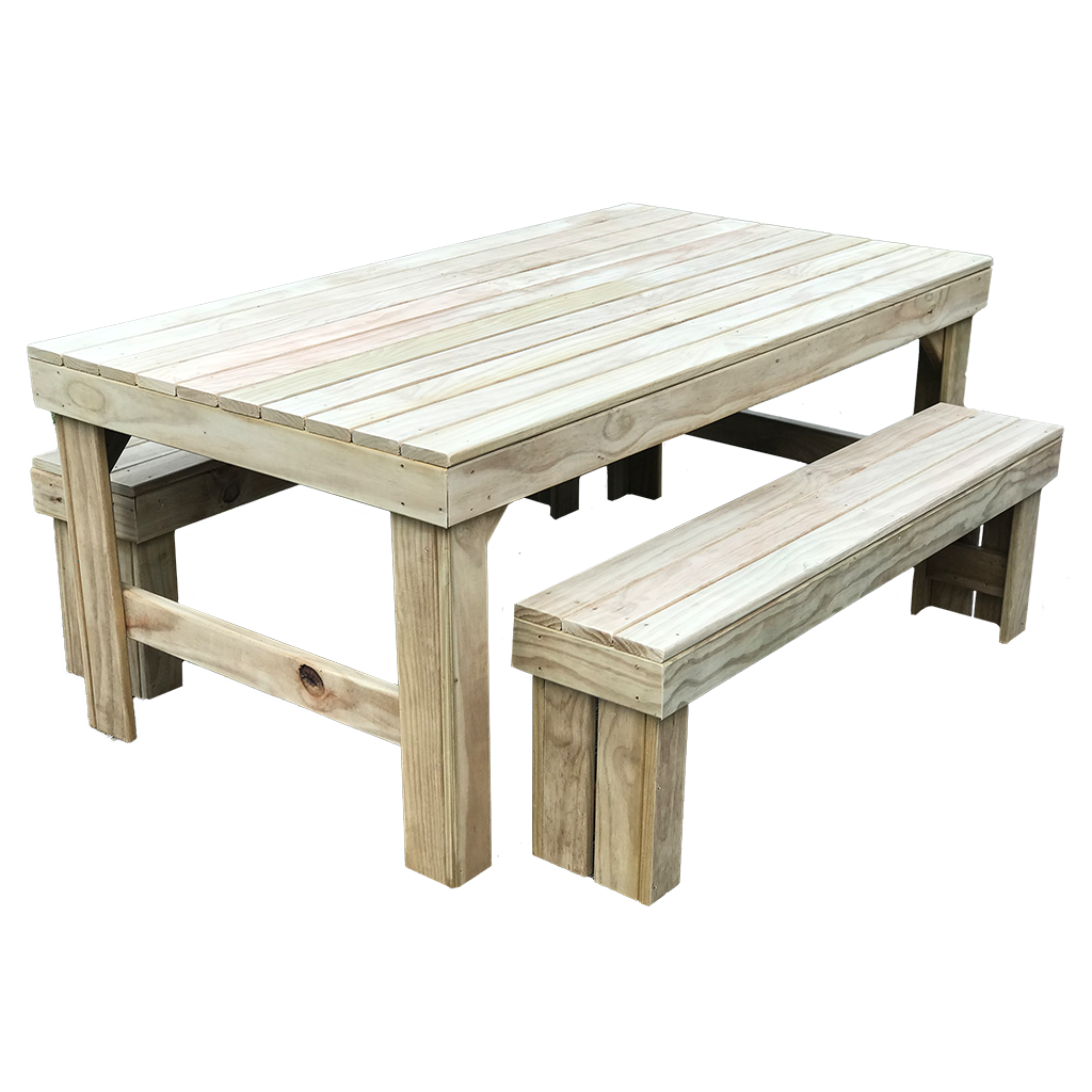 Bench and table set
